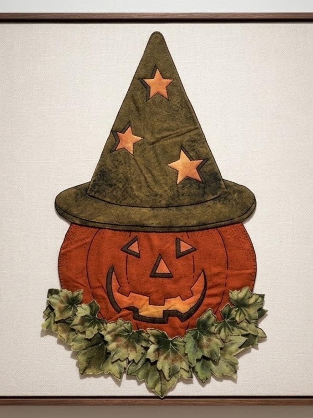 Hand-Sewn Primitive Halloween Fabric Tapestry
